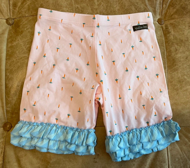 Girls Matilda Jane shorties 14 Carrots and striped ruffles