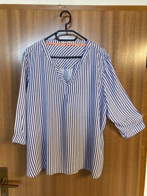 NEUW CECIL DAMEN-STREIFEN-BLUSE Gr.XXL/48/50 BLAU-WEIß 3/4 ARM V-AUSS. TRENDY(29