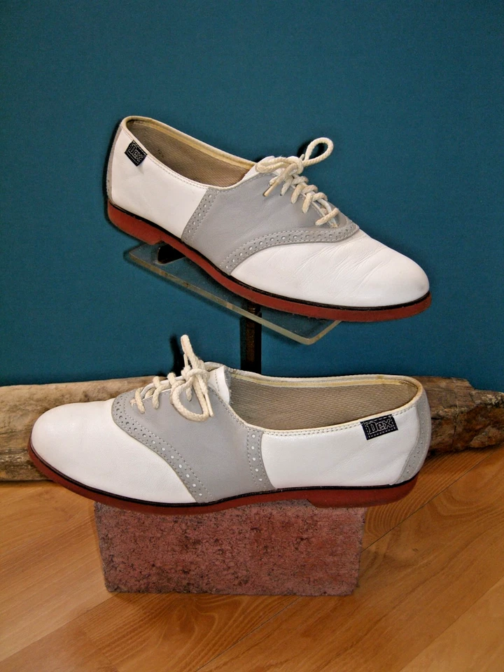 Zapatos de montar Dexter vintage años 80 gris/blanco EE. UU. para mujer 11 M Foto 3 de 4