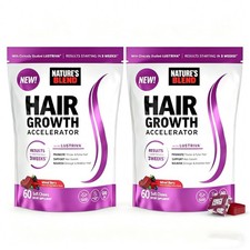 2 Pack Hair Growth Accelerator Soft Chews, Mixed Berry Flavor, 60 Chews Each