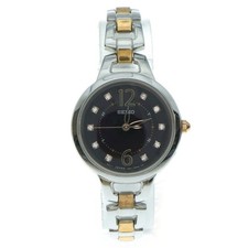 SEIKO SOLAR RADIO WAVE WATCH BROWN DIAL SILVER 3B51-0AR0 LADIES USED JP MODEL