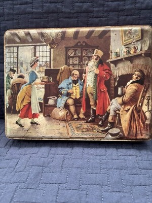 Vtg Rileys Toffee Rum & Butter Candy Metal Candy Tin Halifax England Hinged Box 