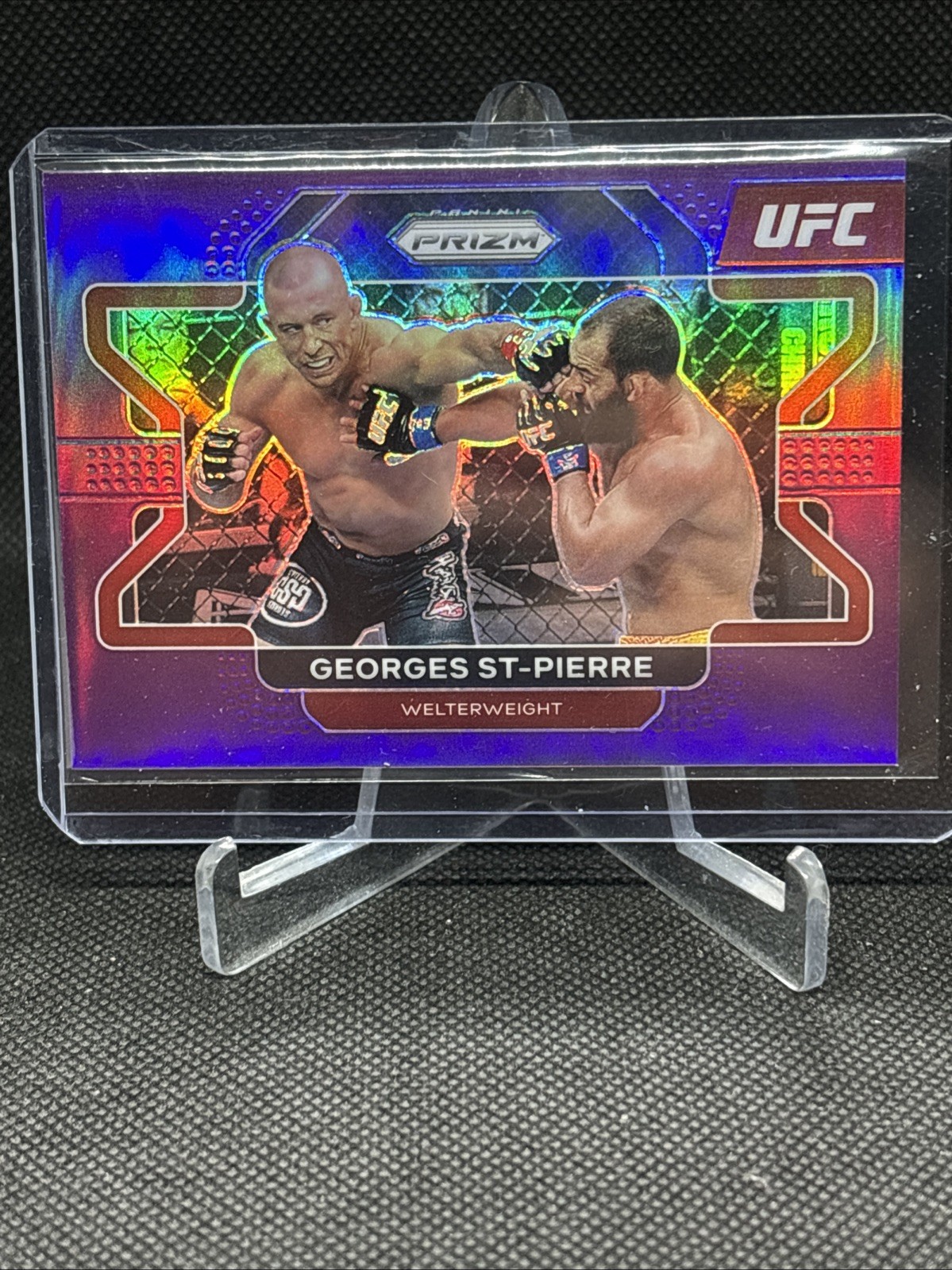 2022 Panini Prizm UFC #61 Georges St-Pierre Purple Prizms #/149