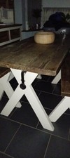 Handcrafted Solid Wood Kitchen Dining Table Set with 2 Benches