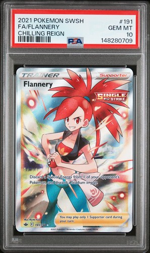 2021 POKEMON SWORD & SHIELD CHILLING REIGN #191 FULL ART/FLANNERY PSA 10