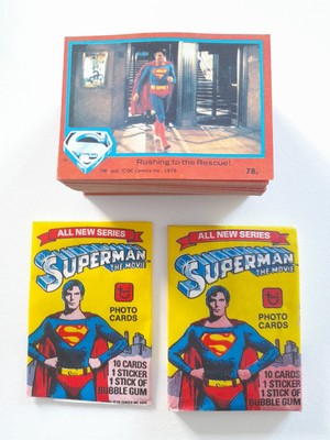 Superman 1978 Serie 2 Trading Cards Full Set + ungeöffnetes Wax Pack + Verpackung 78-165