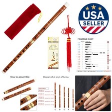 Authentic D Key Bamboo Dizi Flute - Traditional Handmade Instrument with Case