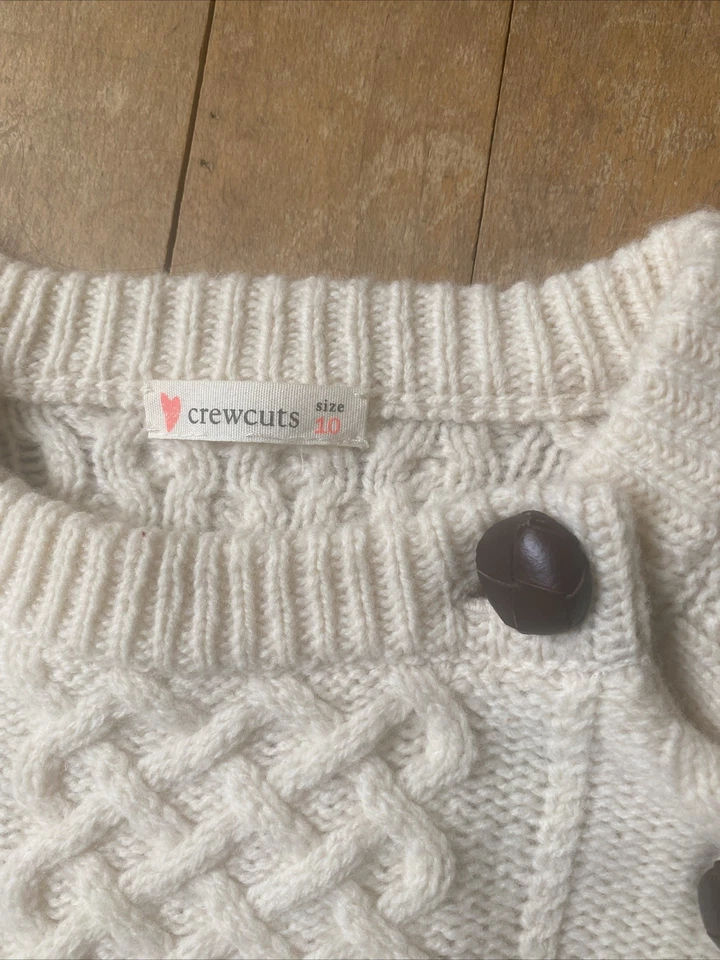 Suéter Merino Crewcuts L 10 Pullover Marfil Botón y Detalle Bordado Foto 2 de 4