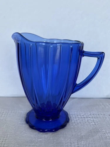 Vintage Depression Cobalt Blue Footed Creamer-Pitcher- See Photos!
