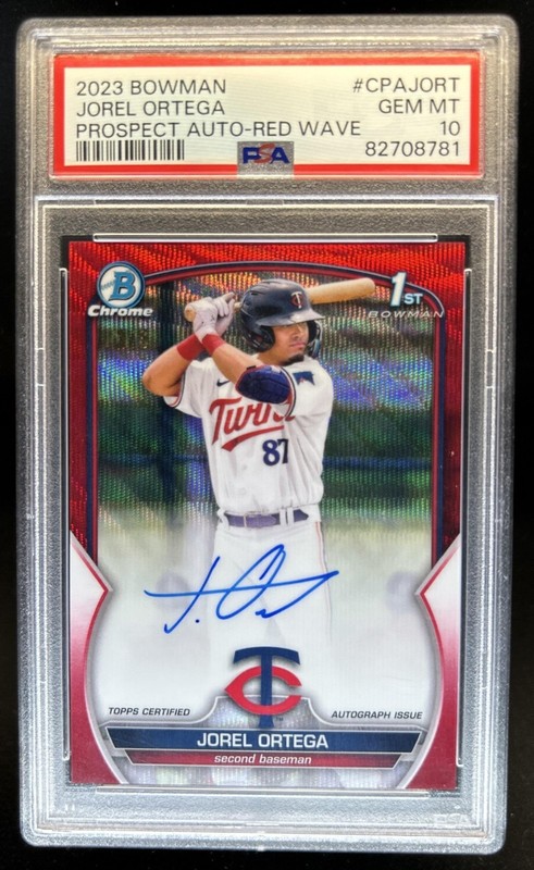 2023 Bowman Chrome Jorel Ortega Auto Red Wave Refractor 1st #/5 Twins PSA 10
