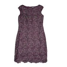 LRL Lauren Ralph Lauren Women Dress Purple Sz 10 Sheath Lace Overlay Crochet