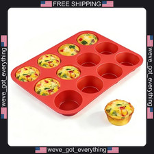12-Cup Silicone Muffin Pan for Baking and Desserts