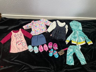 18 inch Doll Clothes Lot OG and Unbranded Nightdress, School Frock, Track Suit +