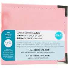 We R Classic Leather D-Ring Album 4"X4"-Pretty Pink