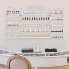 Nail Polish Wall Rack 5-Tier White Iron Display Holder Set for Salon & Home