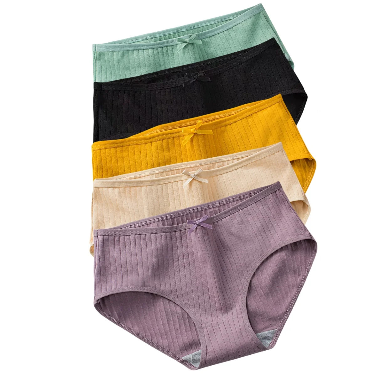 Low Rise Cotton Briefs Underwear Breathable Comfort Women's Brief 5 Pcs thumbnail 18