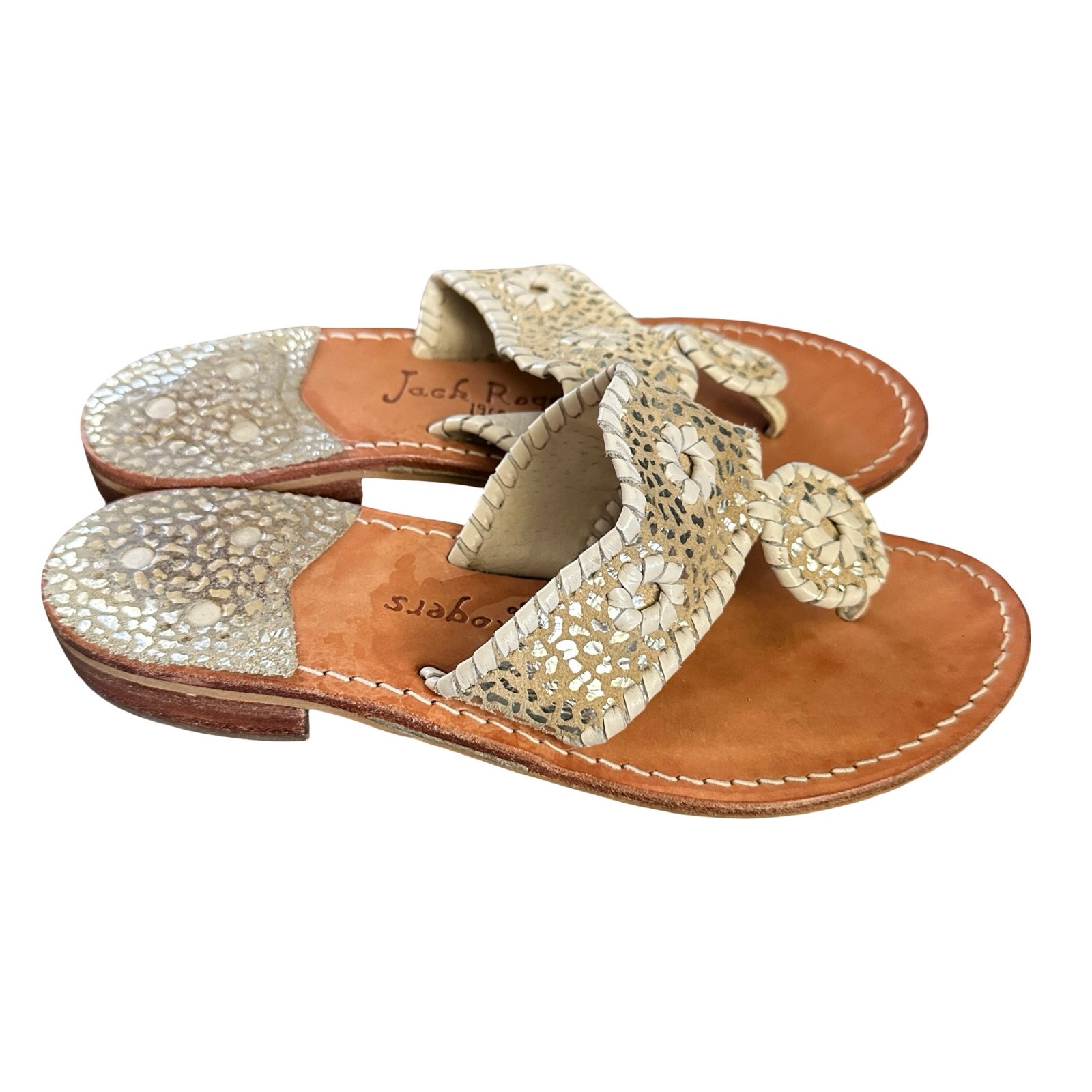 APL Sandali Jack Rogers argento bianco tanga Hampton 6