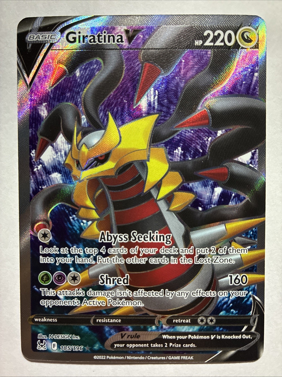 Giratina V (Full Art) 185/196 Lost Origin - Pokemon TCG NM / M - 26W