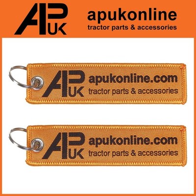 2x APUK Brand Bright Orange Flexible Ribbon Tag Fabric Woven Keyring Key Chain