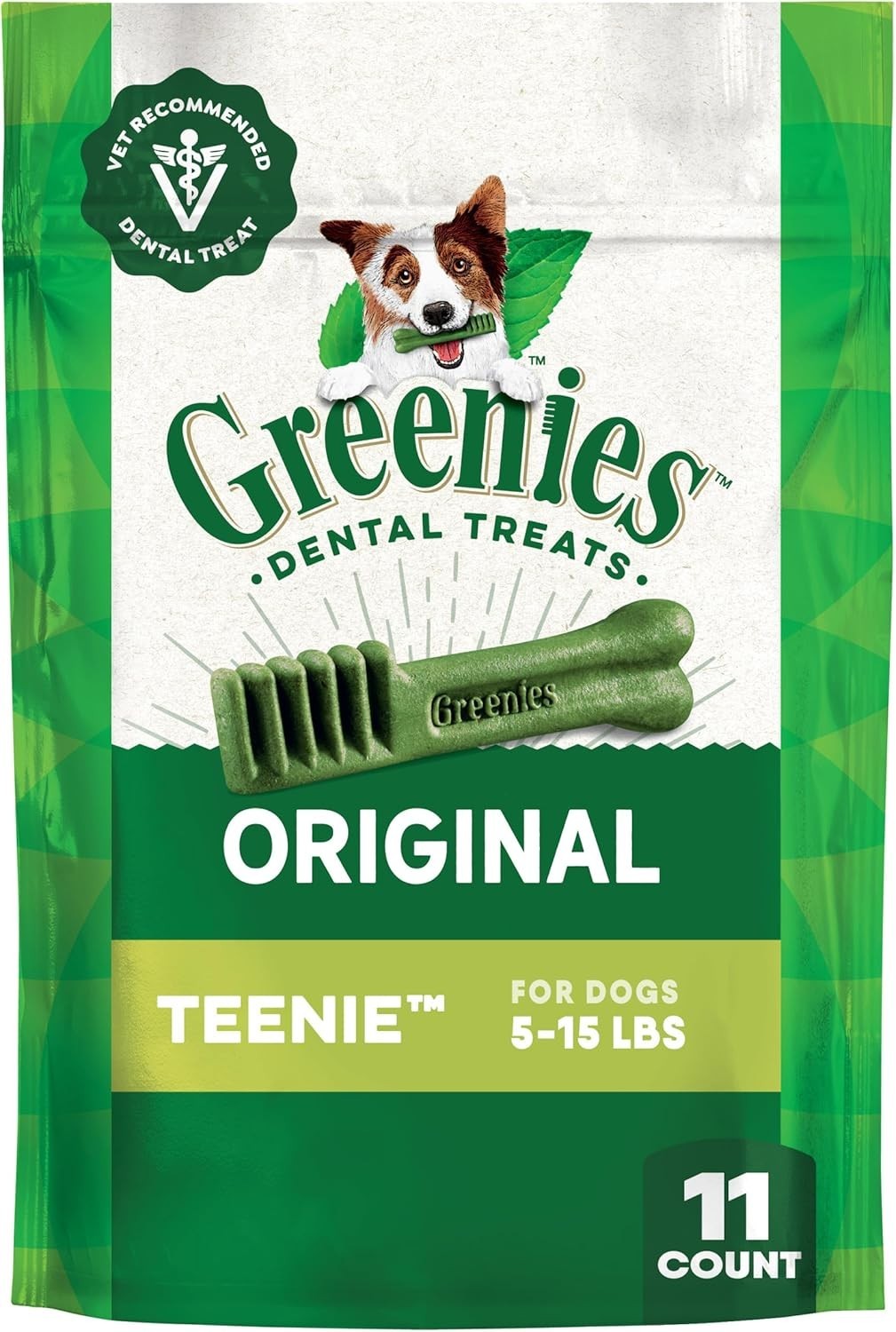 	GREENIES Original TEENIE Natural Dog Dental Treats 3 oz. Pack 11 Treats	