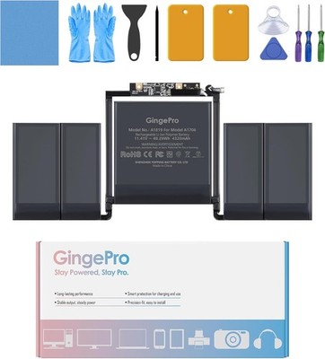 GingePro Ersatz Akku für Laptop Pro 13 Zoll A1706 (2016, 2017) A1819