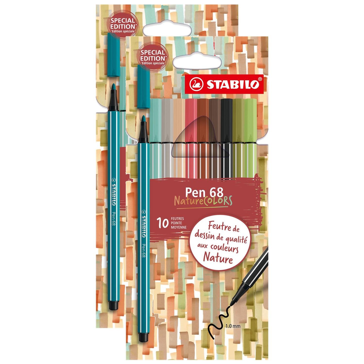 STABILO Pen 68 feutres de coloriage feutre pointe moyenne 1mm pochette dessin enfant adulte