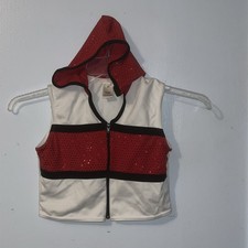 Weissman Sparkle Red White Full Zip Vest Hood Size MC 10/12 Medium Child Costume