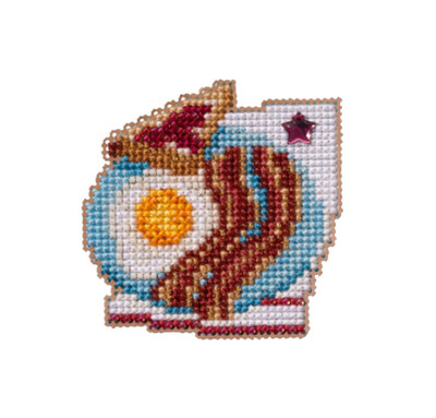 Bacon And Eggs Breakfast Beaded Cross Stitch Magnet Ornament Kit Mill Hill Beads