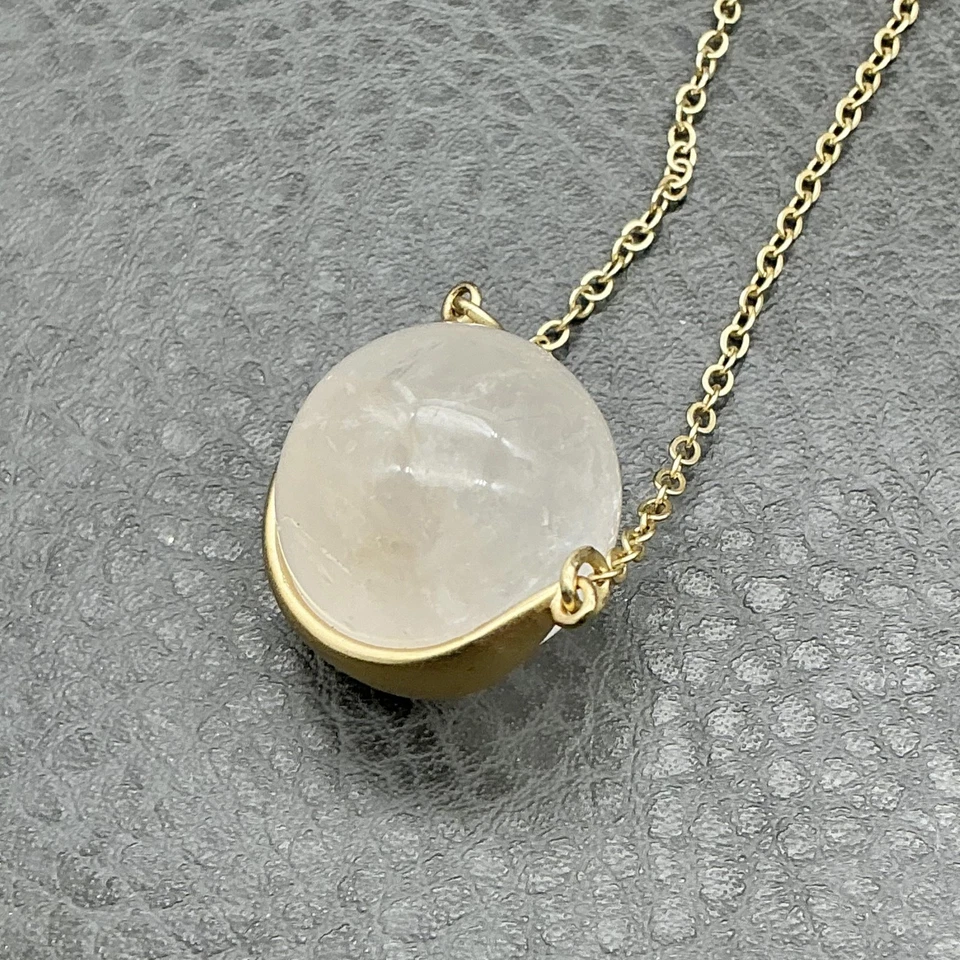 Collar Colgante Largo Marca Lucky Bisel Tono Dorado Piedra Redonda Cierre Langosta 26" Foto 4 de 4