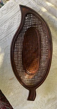 BOHO/Retro Wood Wicker Gongola Style Basket/ Tray: 11" x 24"