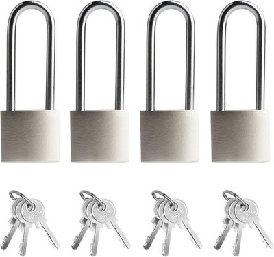 4 Pcs Silver Padlock with Keys 3.4in for Fence Storage