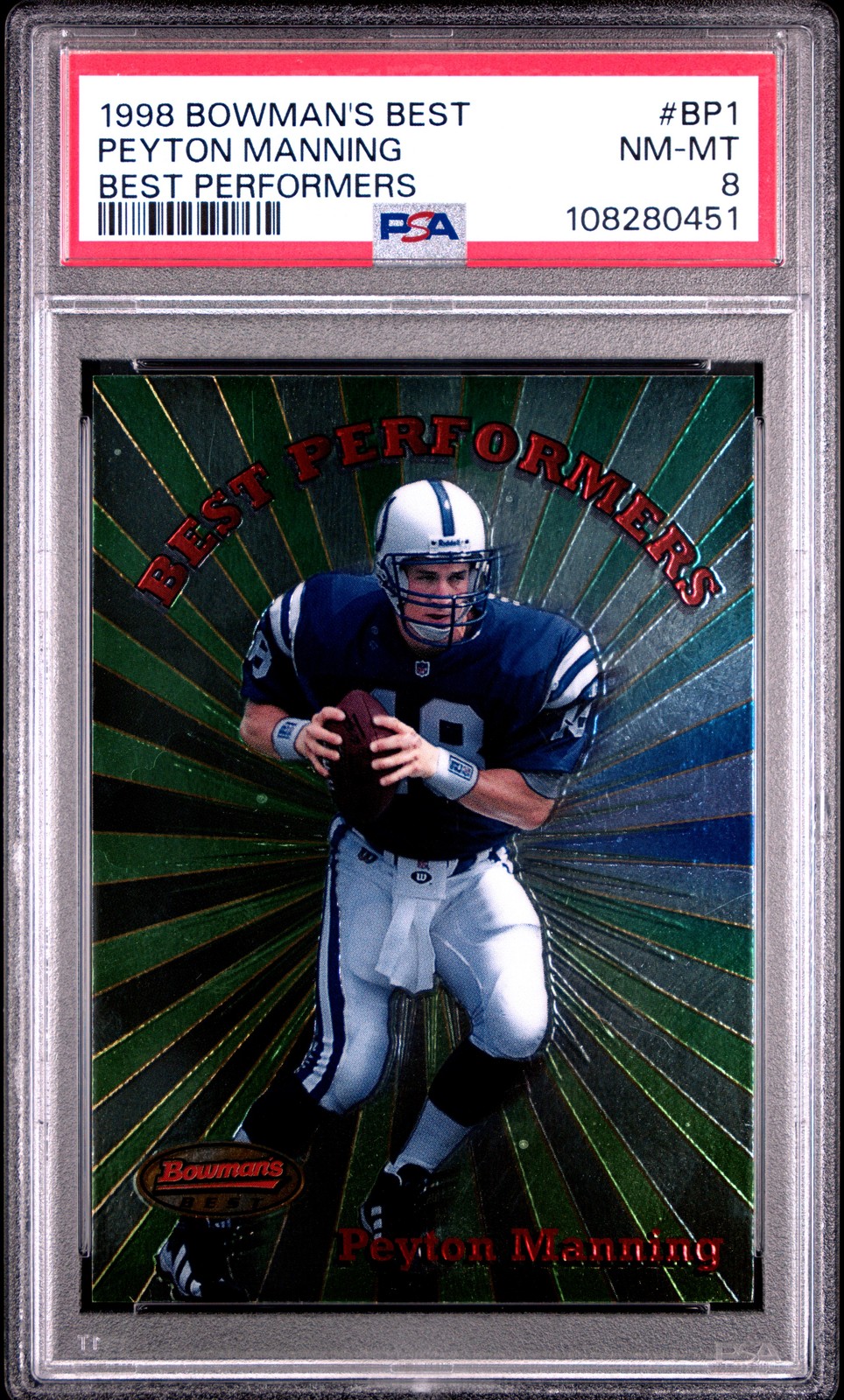 1998 BOWMAN'S BEST BEST PERFORMERS #BP1 PEYTON MANNING PSA 8