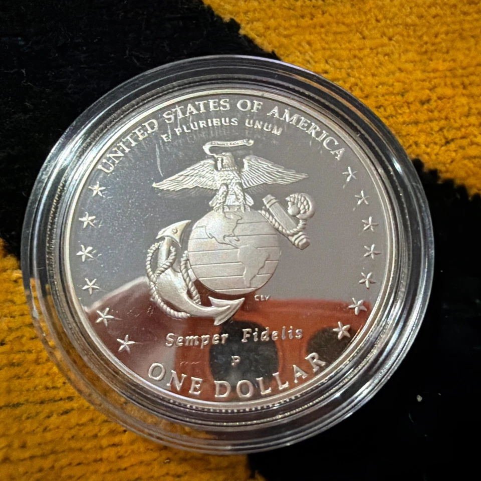 marine corps 230th anniversary silver dollar - Image 3 of 4
