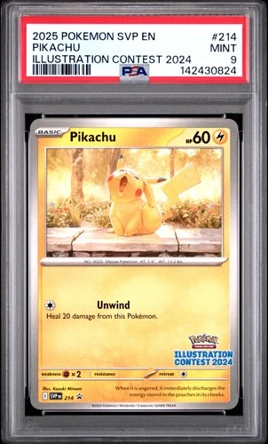 2025 POKEMON SVP EN-SV BLACK STAR PROMO ILLUSTRATION CONTEST 2024 PIKACHU PSA 9
