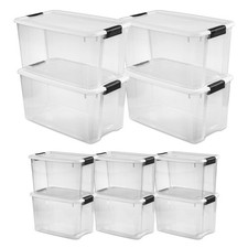 Sterilite 70 Qt 4-Pack  30 Qt 6-Pack Clear Plastic Stackable Storage Bin w/Lid