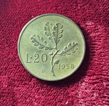 RARA MONETA REPUBBLICA ITALIANA  DA 20 LIRE  DEL 1958 IN BUONE CONDIZIONI
