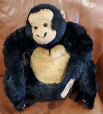 16 In X 15 In Large Black Brown Gorilla Ape Monkey Stuffed Animal Plush Goffa