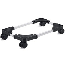 Adjustable Mobile CPU Stand with 4 Caster Wheels for Most PCs - Black