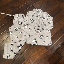 Pottery Barn Teen Flannel Disney Mickey Mouse Pajama 2p Set Youth Medium