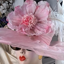 Elegant Pink Floral Hat Blushing Petal Reverie Derby Hat.