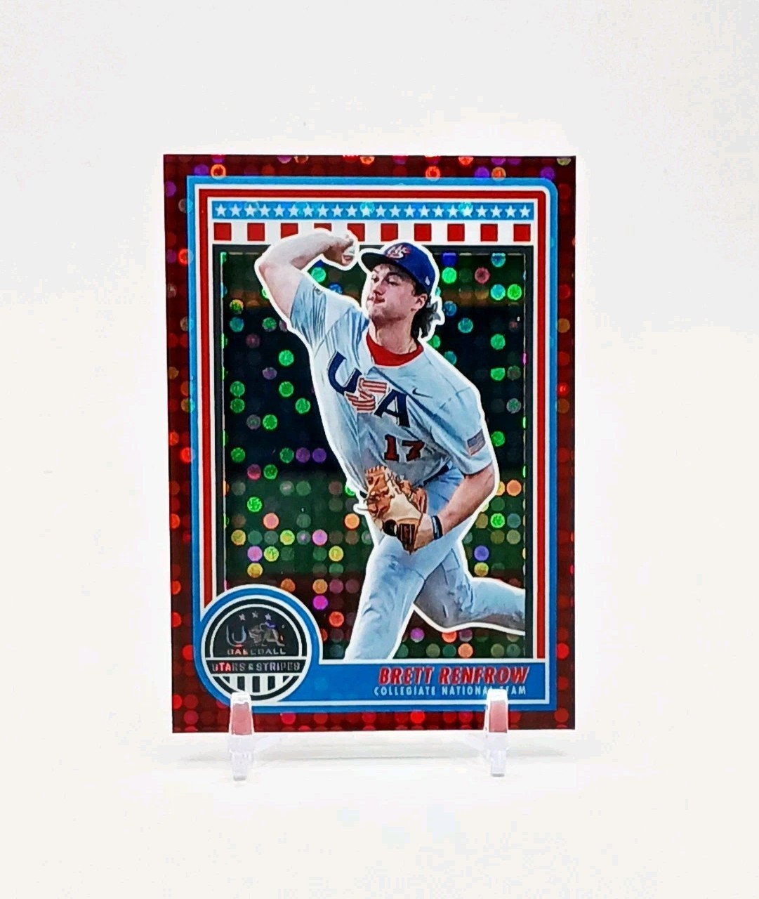 #/199 Brett Renfrow 2025 Panini USA Stars & Stripes Red Prizm Foil 96 Rookie RC