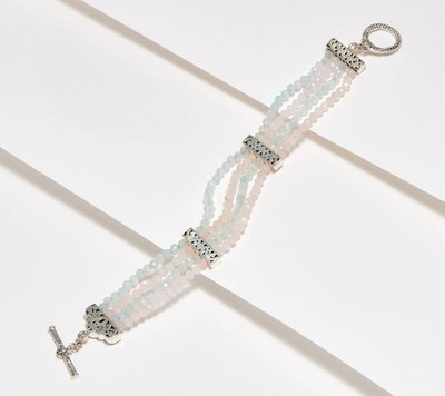 Handwerklich handgefertigt Sterlingsilber Aquamarin & Morganit Perlen Armband, 7-1/4''