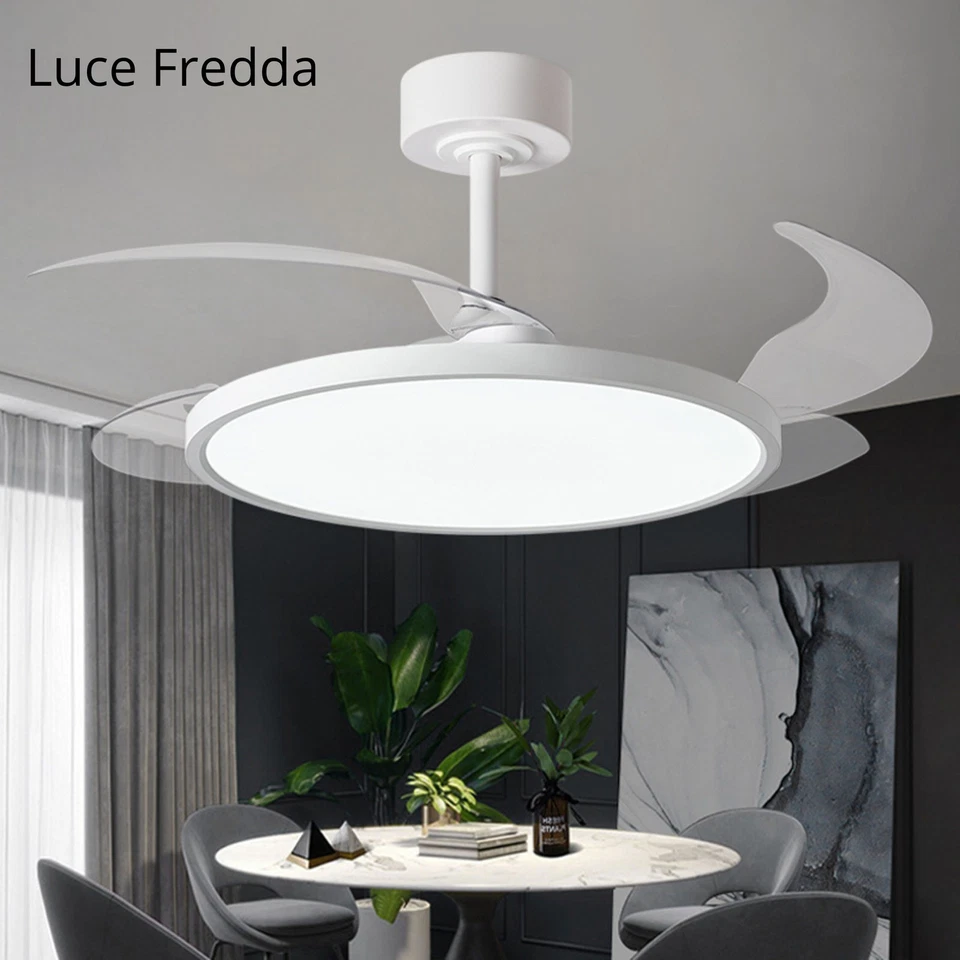 Ventilatore Da Soffitto Con Luce Led Pale Scomparsa 60W Lampadario Sospensione - Immagine 2 di 4