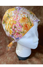 Floral Print Tie Back Scrub Cap Hat Cotton Unisex One Size Multicolor