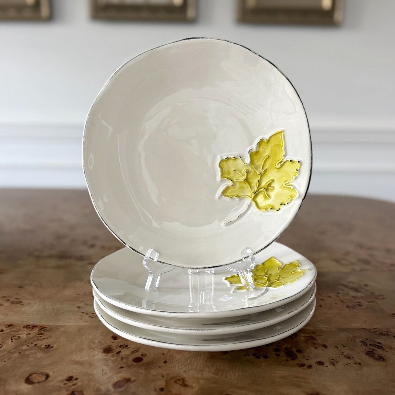 Maioliche Jessica Yellow Leaf Dinner Plates