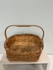 Vintage Woven Splint Basket with Lid and Double Swing Handles — listing 6