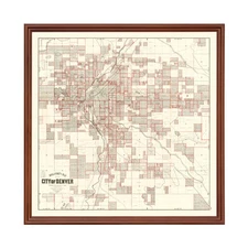Old Map of Denver, CO 1890 - Vintage Denver Colorado Art