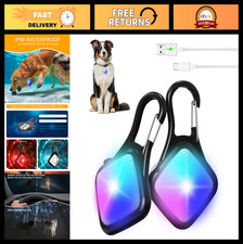 USB Rechargeable Dog Collar Light - 4 Modes, Waterproof, Night Walking 2 Pack