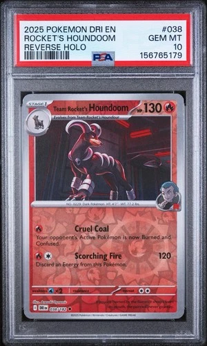 2025 POKEMON DRI EN-DESTINED RIVALS #038 TEAM ROCKET’S HOUNDOOM PSA 10
