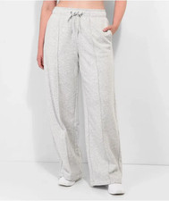 Women's Fleece Wide Leg Sweatpants Drawstring Lounge Pants Soft Comfy - Size L